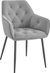 Scaun BEL NEW, gri deschis/negru, stofa catifelata/metal, 58x63x86 cm