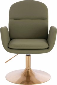 HR480N Scaun Khaki Piele Ecologica Premium Soft cu Bază Aurie