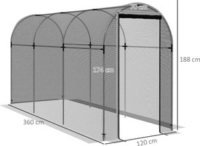Outsunny Plasă protecție păsări, protecție plante, robustă, ușă cu fermoar, 120x360x188 cm, Negru/Argintiu | Aosom Romania