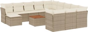 vidaXL Set canapele de grădină, 13 piese, cu perne, bej, poliratan