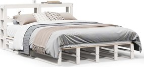 vidaXL Cadru de pat fără saltea, alb, 150x200 cm, lemn masiv pin
