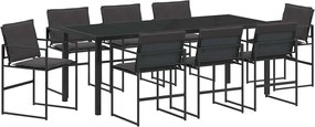 vidaXL Set de masă pentru grădină 9 pcs Negru