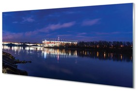 Tablouri acrilice Varșovia stadion pod râu noapte