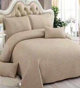 Cuvertura de pat matlasată, policoton, tesatura ranforce, 5 piese, bej inchis, E260-10