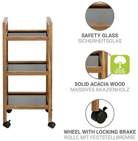 Etajeră de baie neagră/în culoare naturală din lemn de acacia 35x76,5 cm Fondi – Wenko