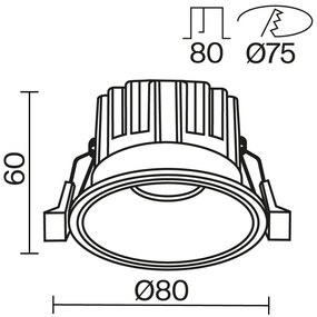 Spot LED incastrabil iluminat tehnic Round D-8cm negru