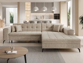 Coltar extensibil dreapta 4 locuri ELTAP, Sol-34, Solange, 292x196x84 cm, lemn/poliester, bej deschis