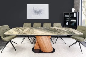 Masa extensibila ceramica bej taupe, furnir lemn de nuc ELEMENTS 180-260cm