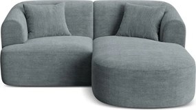 Colțar gri închis cu tapițerie din catifea reiată (cu colț pe partea dreaptă/cu șezlong) Campi – Cosmopolitan Design