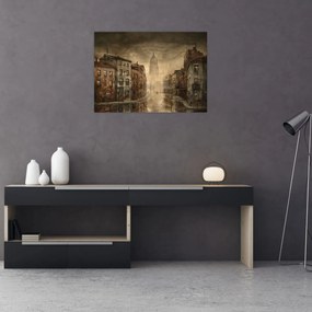 Tablou pe sticlă - Pictura orașului (70x50 cm)
