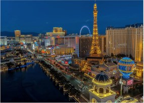 Tablou pe sticlă cu Las Vegas nocturn (70x50 cm)