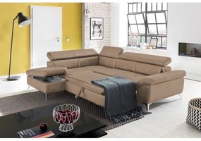 Canapea colțar extensibilă din piele SALERNO II stânga, maro