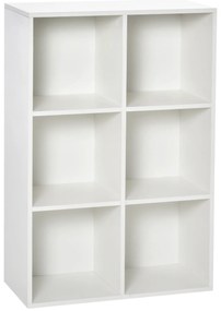 HOMCOM Raft pentru Cărți Cu 6 Cuburi de Depozitare din Lemn de 3 Nivele pentru Sufragerie Dormitor Birou 65,5x30x97,5 cm Alb | Aosom Romania