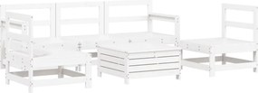 vidaXL Set canapea de grădină, 6 piese, alb, lemn masiv pin