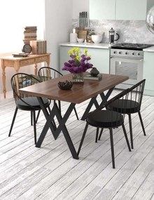 Set Masa cu 4 Scaune Bucatarie,  Nuc,120x80x75 cm, 30411SET