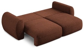 Canapea teracotă extensibilă/cu spațiu de depozitare cu tapițerie din catifea reiată 266 cm Kini – Makamii