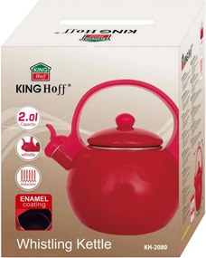 Ceainic cu fluier Kinghoff KH 2080, 2 l, interior emailat, compatibil cu plitele cu inducție, roșu