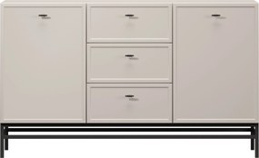 Comodă Lorini 150 cm cu sertare - cașmir / mânere negre T-bar / cadru