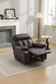RESIGILAT- Fotoliu Masaj si Incalzire, Recliner, suport picioare extensibil, Air PU Premium, Maro
