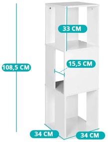 Raft de carti rotativ, 34x34x108 cm, alb