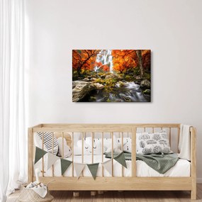 Tablou - Cascade în pădurea portocalie (90x60 cm)