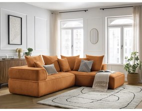 Colțar galben muștar cu tapițerie din chenille (cu colț pe partea dreaptă/în formă de ”L”) Whesley – Bobochic Paris