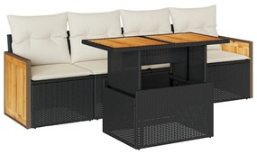 3327654 vidaXL Set mobilier de grădină cu perne, 5 piese,poliratan/lemn acacia