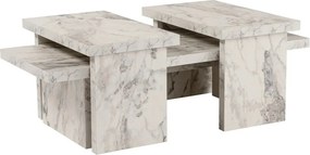 Masuta cafea SANCTUARY, alb cu efect de marmura, PAL, 110x45x30 cm
