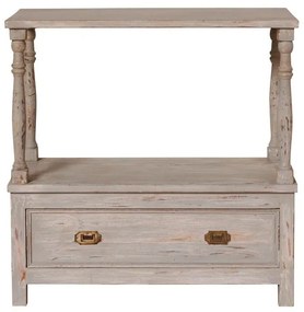 Consola din lemn reciclat, cu sertar si raft de depozitare, aspect vintage, Carthage