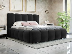 Pat matrimonial 140 cm Leskana (Negru) (cu somieră) (cu sp. depozitare). Promo -17%. 1104153