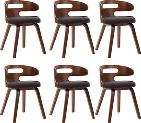 vidaXL Scaune de bucătărie, 6 buc, gri, lemn curbat & material textil