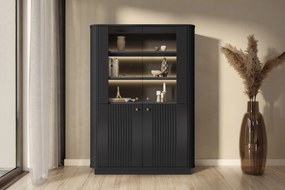 Vitrină Vesper 60 cm cu mânere aurii - negru