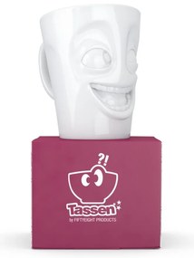 Cană din porțelan cu mâner, râs, 58products, alb, 350 ml