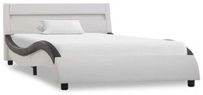 285678 vidaXL Cadru de pat cu LED, alb și negru, 90x200 cm, piele ecologică