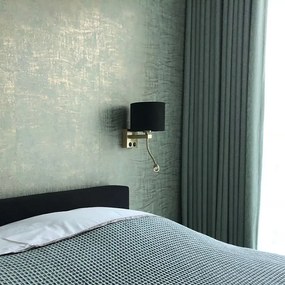 Lampa de perete moderna din alamă cu abajur din catifea neagră - Brescia