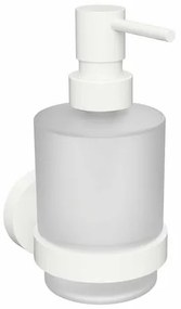 Dozator de săpun Sapho XR103W X-Round White 200 ml, sticlă lăptoasă/alb