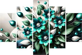 Tablou - Flori turcoaz 3D (150x105 cm)