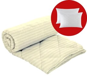 Set pilota iarna, umplutura lana, material damasc policoton, 180x210cm, matlasata, unt, Pucioasa cu 2 perne, matlasate, antialergice, 50x70cm, albe, Pucioasa