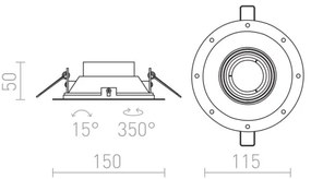 Plafonieră încastrată IPSO 1xGU10/50W/230V RED-Design Rendl-R12046