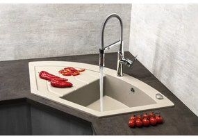 Sapho - Chiuvetă de colț pentru bucătărie 114x57,5 cm granit/bej