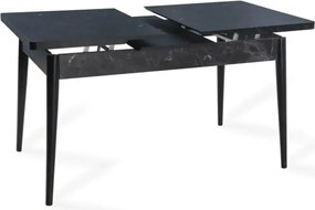 Set masa extensibila cu 4 scaune tapitate Homs marmorat negru 110 x 70 cm