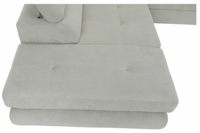 Set canapea cu spatiu de depozitare, gri deschis, material textil, stanga, BUTON R