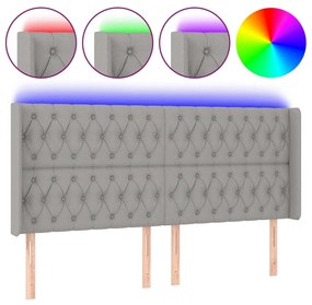 vidaXL Tăblie de pat cu LED, gri deschis, 203x16x118/128 cm, textil