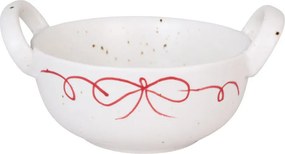Bol decorativ vintage din ceramică, alb cu detalii albastre „Viola Bow”