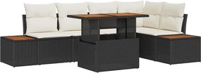 vidaXL Set de canapele pentru grădină 6 pcs Negru Rattan poli