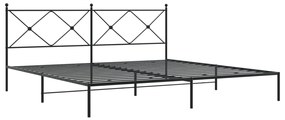 376508 vidaXL Cadru de pat metalic cu tăblie, negru, 193x203 cm