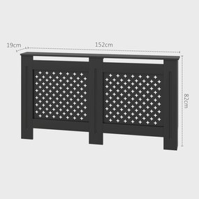 HOMCOM Carcasă pentru Calorifer din Lemn MDF, Carcasă Modernă pentru Calorifer cu Raft, 152x19x82 cm, Negru | Aosom Romania