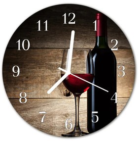 Ceas de perete din sticla rotund Vin Alimente și băuturi Red