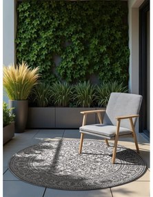 Covor pentru exterior și interior gri/fildeș rotund ø 160 cm Duet Kona – NORTHRUGS