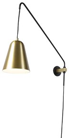 Lampă de perete retro aur / alamă cu umbră - Demi